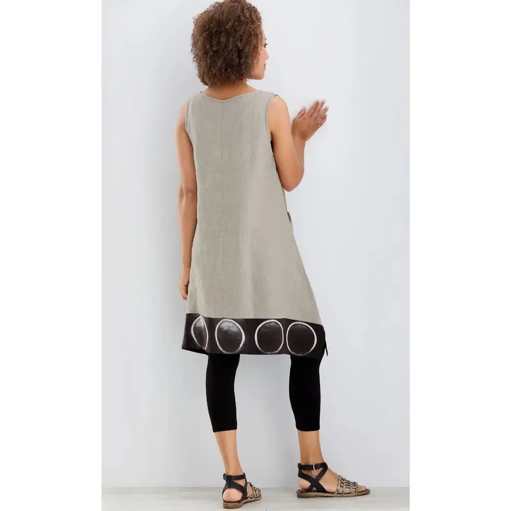 Laura Hunter Ellipse Linen Dress in Oatmeal Size XL - Picture 2 of 7